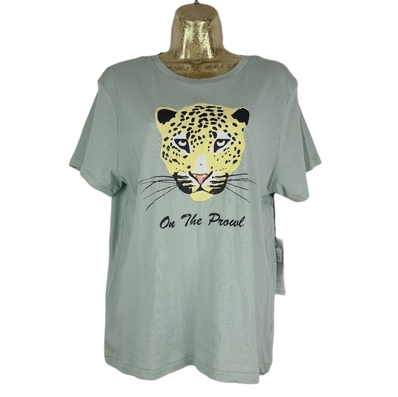 Nwt Wildfox On The Prowl Cheetah T-Shirt Green - Picture 2 of 5